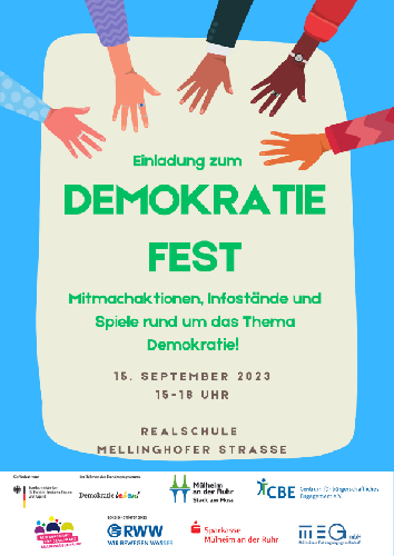 Plakat mit Einladung zum Demokratiefest